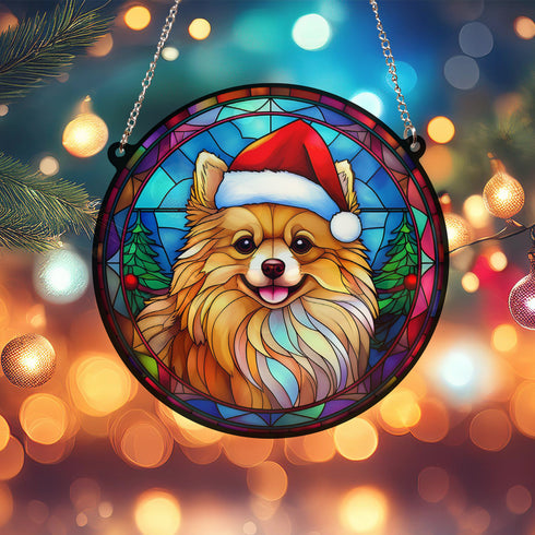Pomeranian Christmas Suncatcher